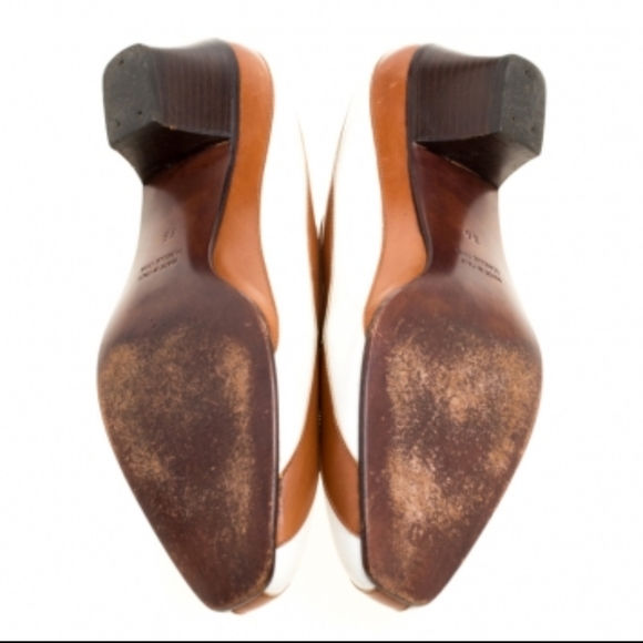 Celine stripe leather white mini block heel pumps - Picture 6 of 8